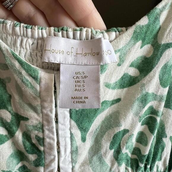 House of Harlow 1960 Mini Dress  Green Linen - Picture 4 of 6